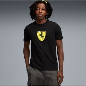 Puma Scuderia Ferrari Sportswear Shield Shirt Mens Large Black Short Sleeves